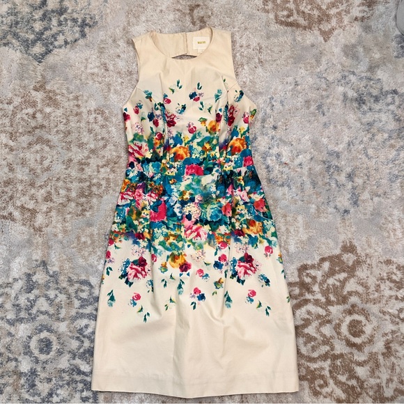 Anthropologie Maeve Tea Garden‎ Floral Sheath Dress Pockets Feminine Sz 0 beauty - Picture 13 of 16